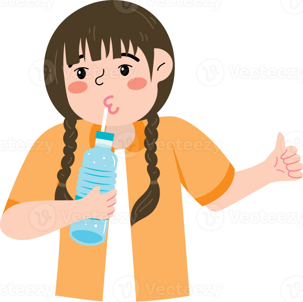 Girl with Reusable Water Bottle png