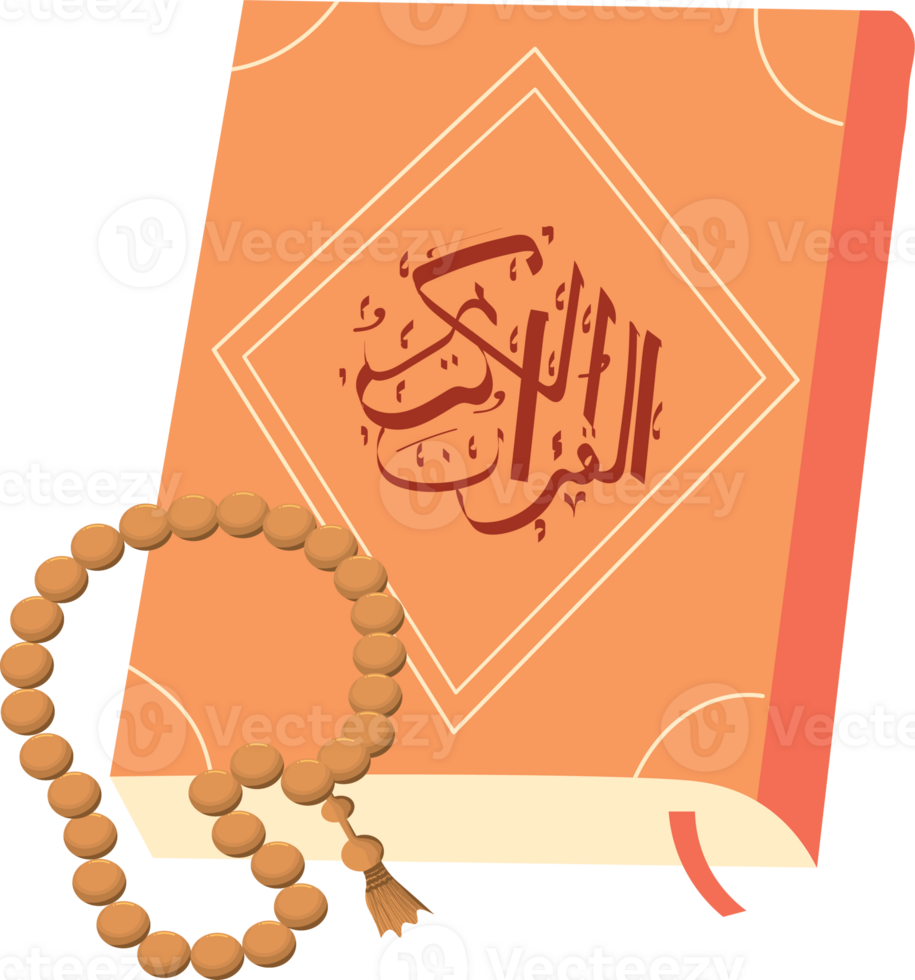 Quran and Rosary Representing Nuzulul Quran png