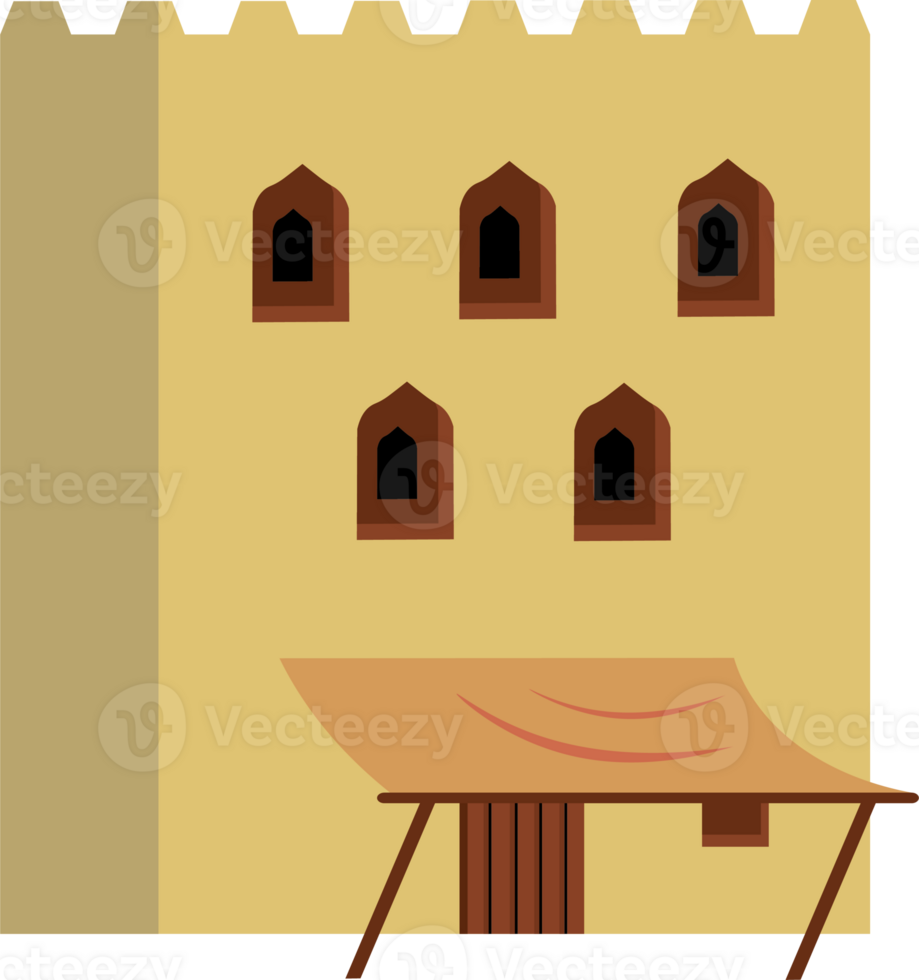 Middle Eastern Architecture in Desert During Ramadan png