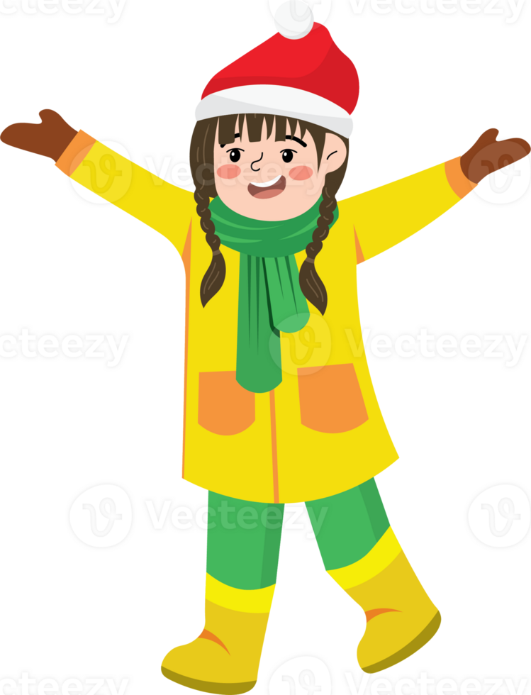 Joyful Girl Dressed for Winter Playing in the Snow png