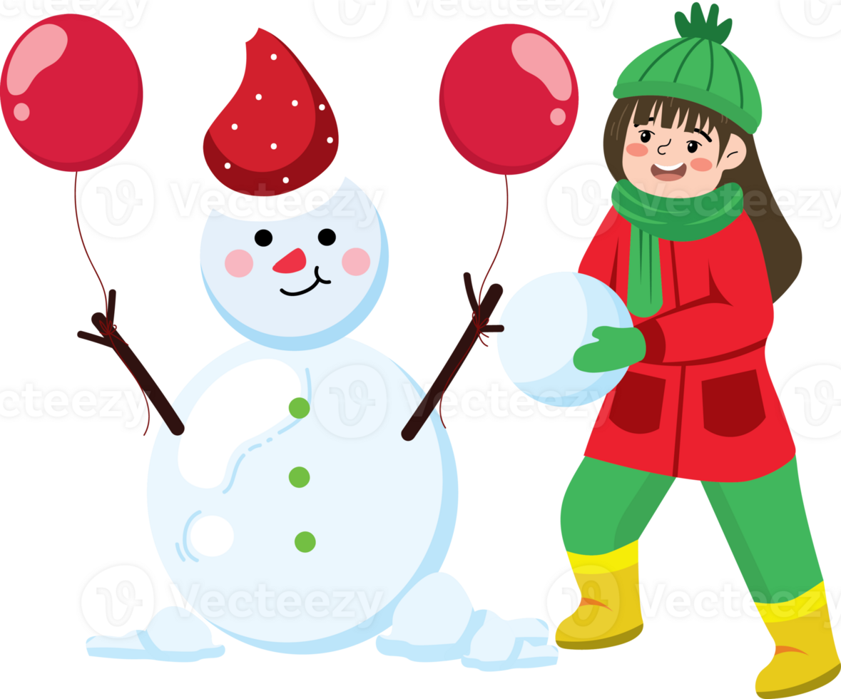 Girl Celebrating Christmas Outdoors in the Snow png