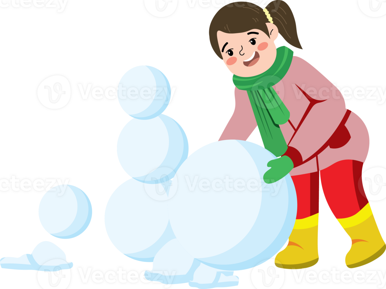 Winter Break Fun with Girl in Snowy Clothes png