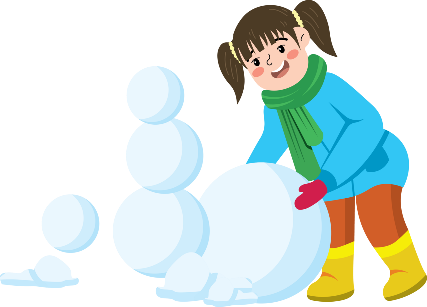 Snowball Making Activity by Girl in Cold Weather png