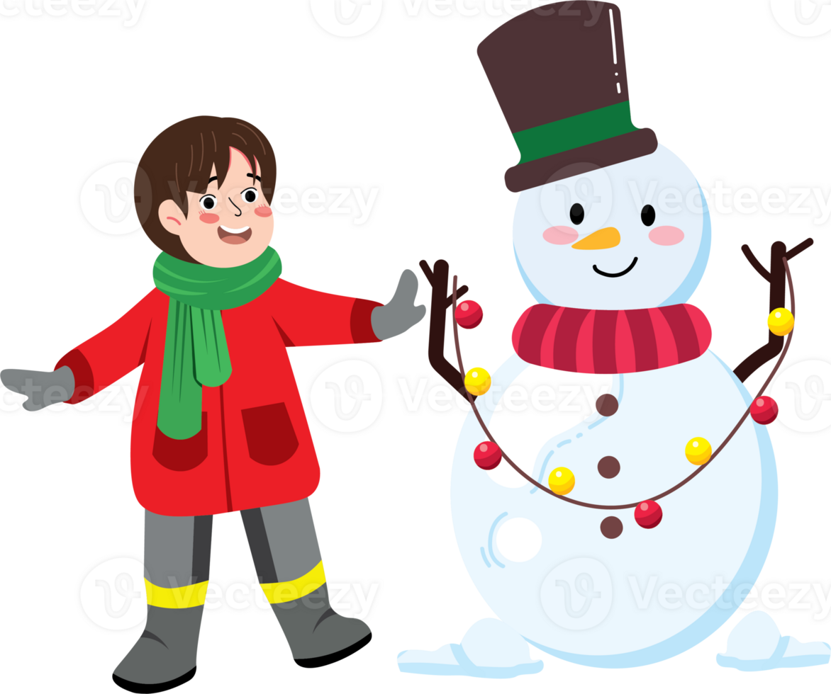Christmas Joy with Boy in Winter Clothes png