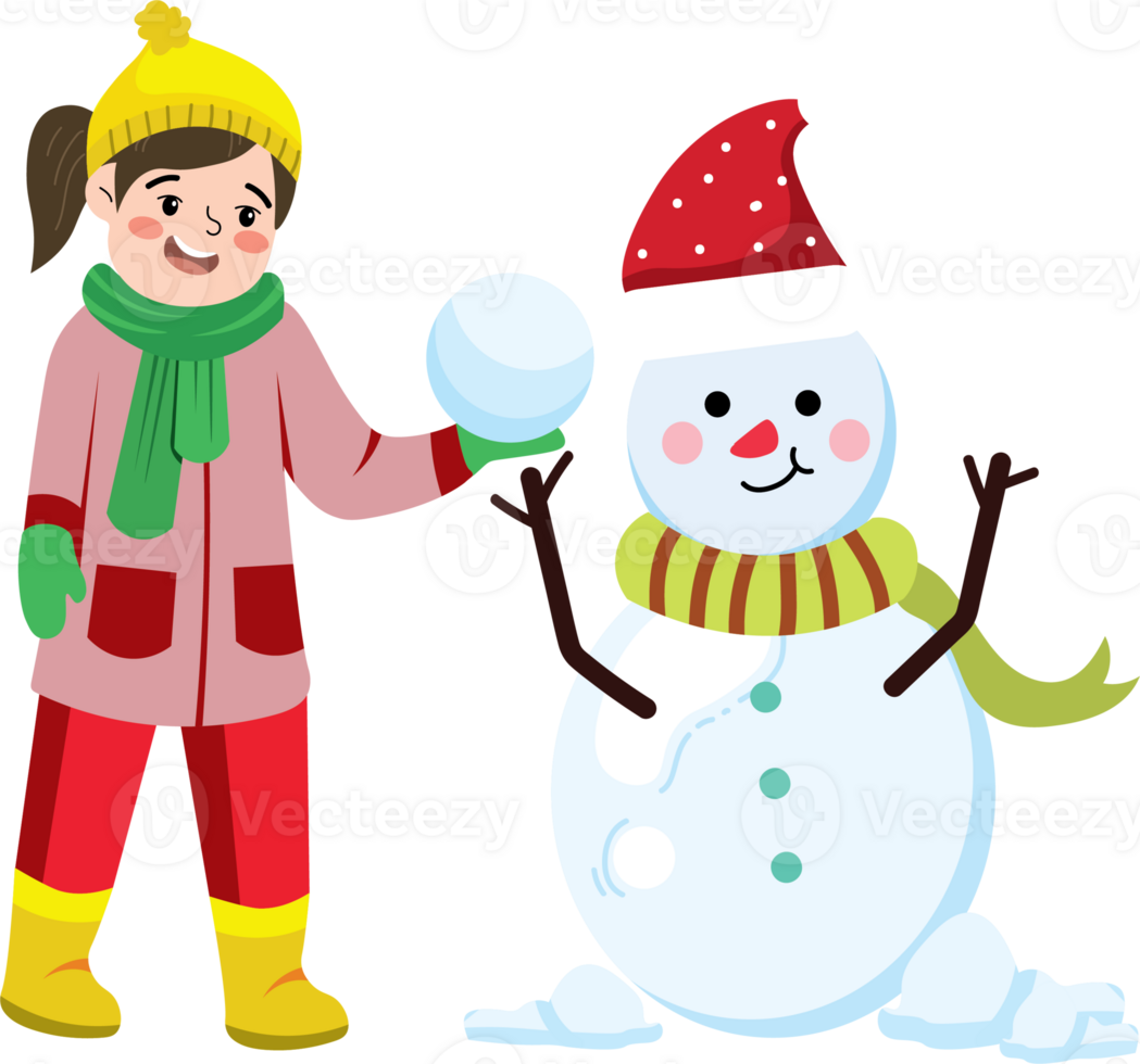 Girl Playing in Snow During Christmas Break png