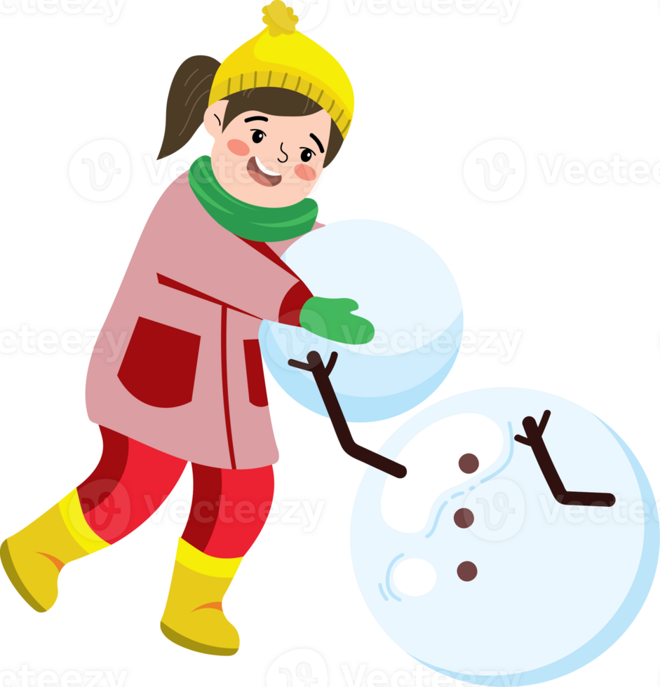 Child's Winter Dream with Her Snowman png