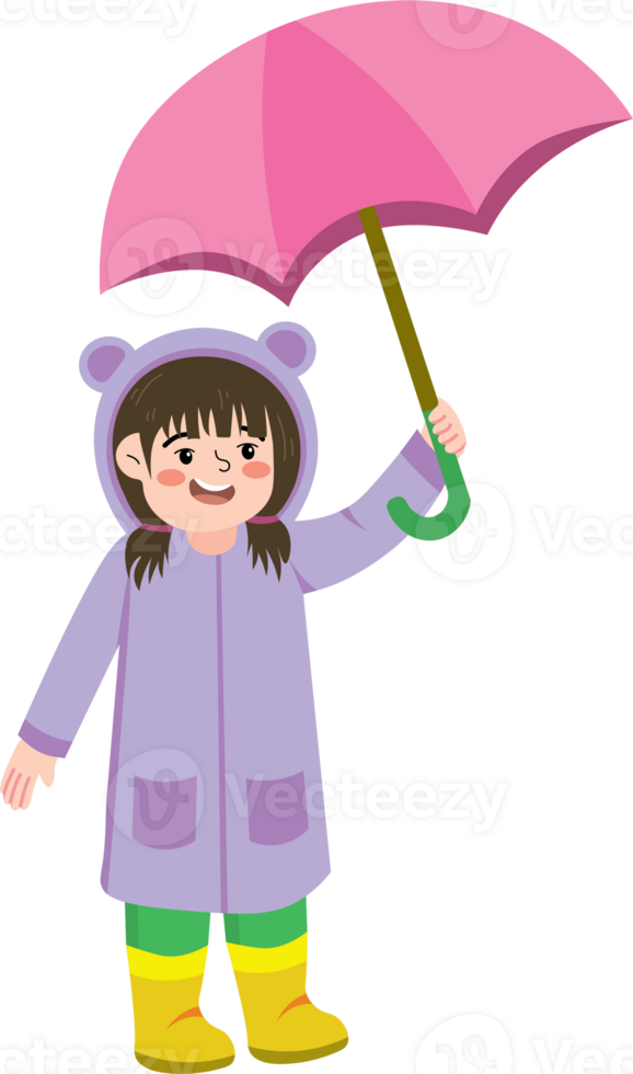 Little One Smiling While Walking in the Rain png