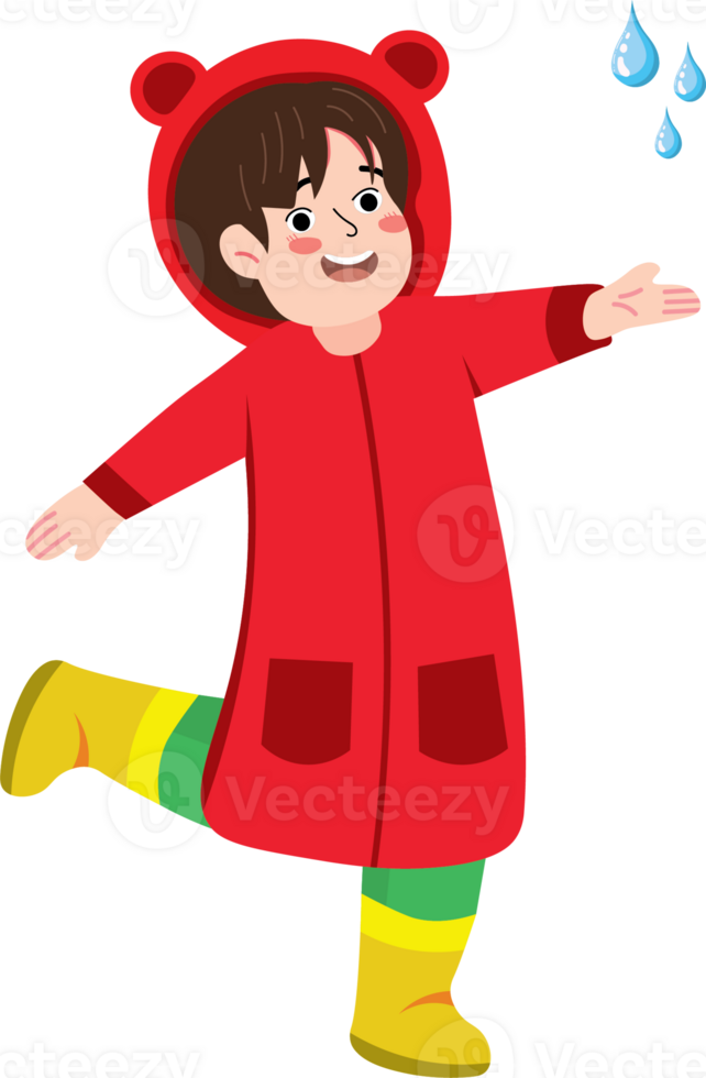 Adorable Kid Enjoying Rainy Weather Outside png