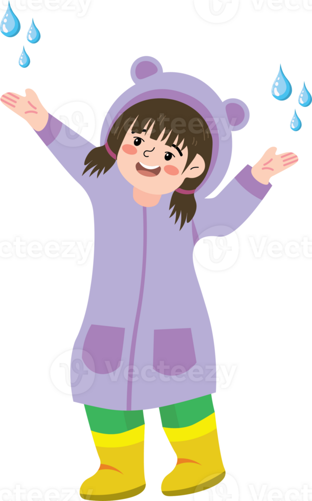 Child Laughing and Splashing in Rainy Puddle png
