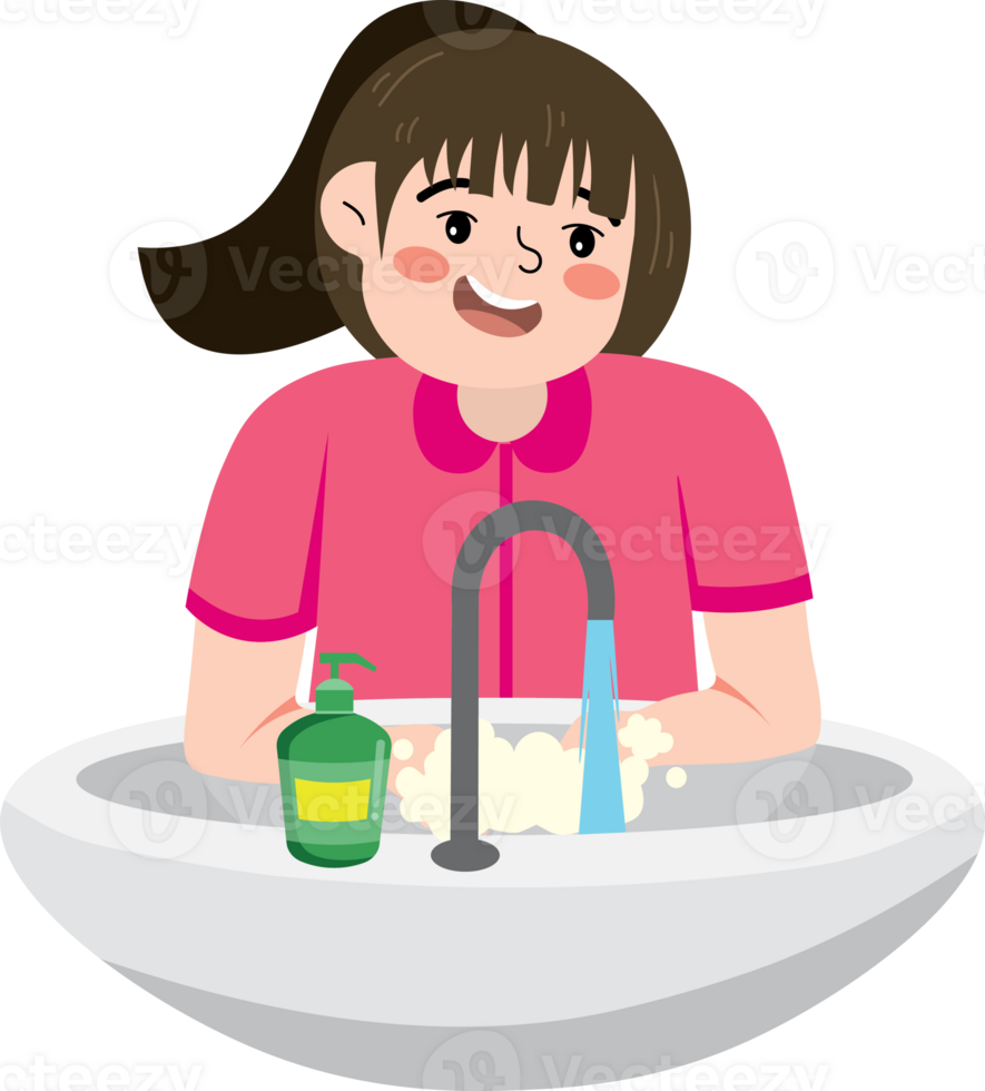 Little Child Learning to Wash Hands Properly png