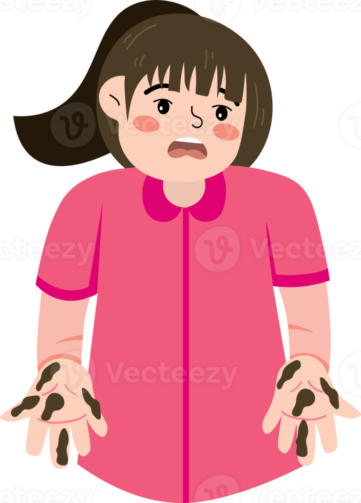 Child with Dirty Hands After Playing Outdoors png