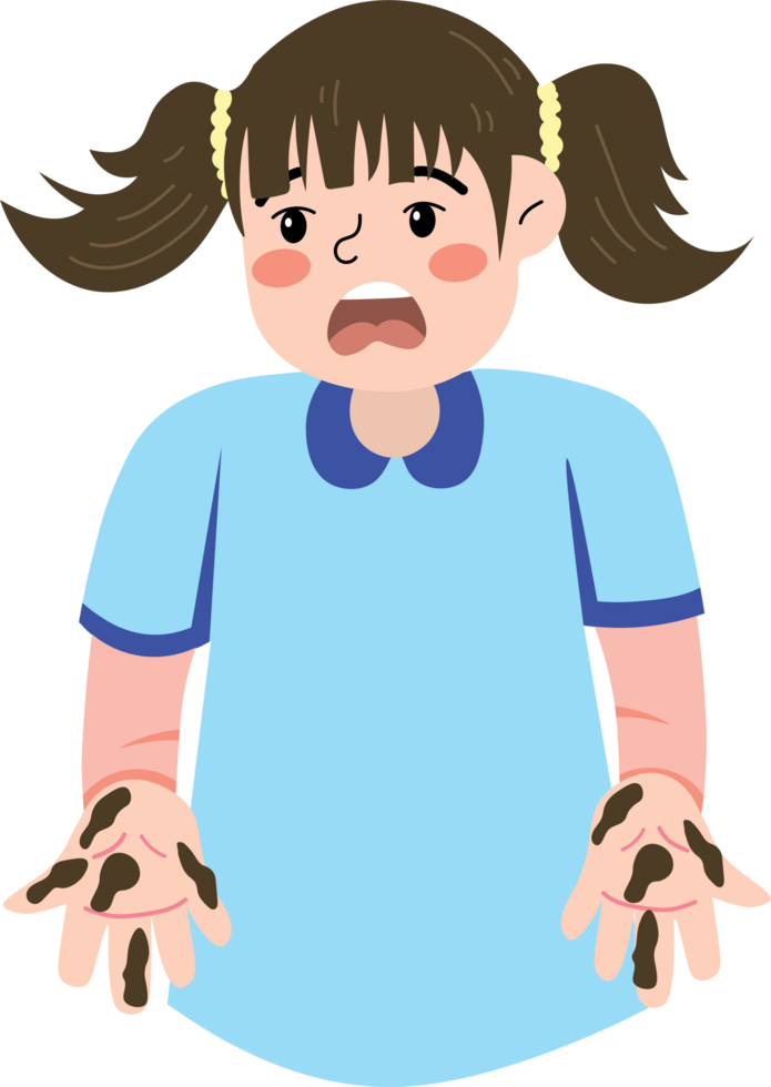 Young Child Showing Muddy Germy Hands png
