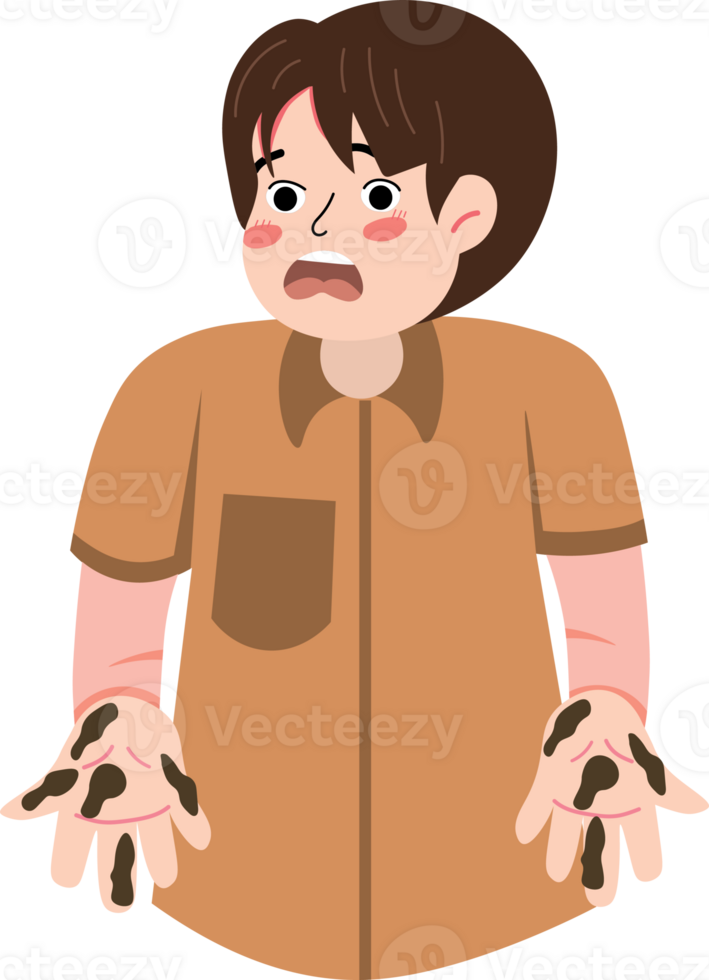 Playful Child with Germ Covered Hands png