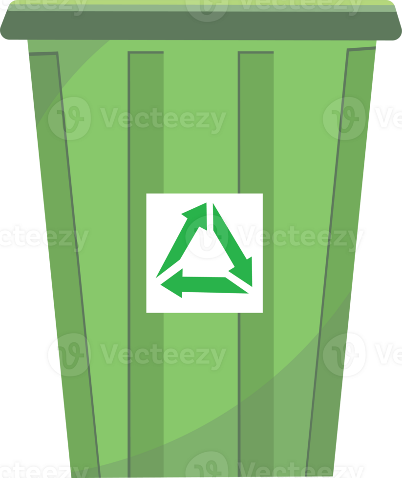 Green Trash Can for Organic Waste Disposal png