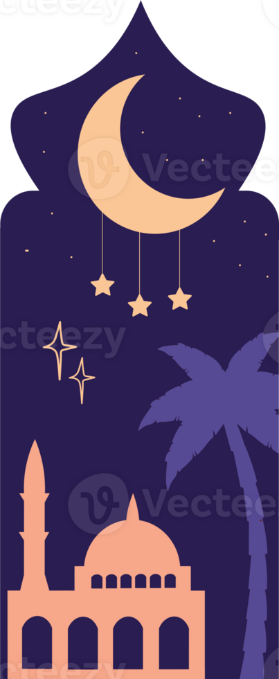 Minimalist Mosque Silhouette with Islamic Decoration png