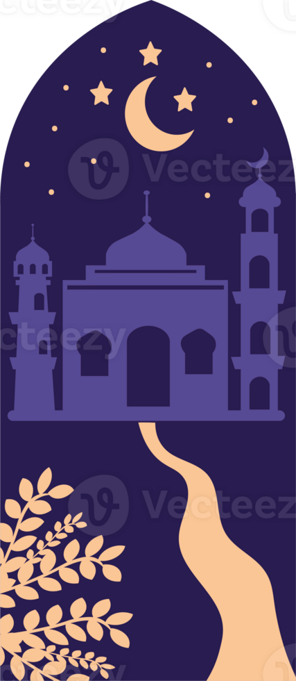 Decorative Mosque Frame with Crescent and Stars png