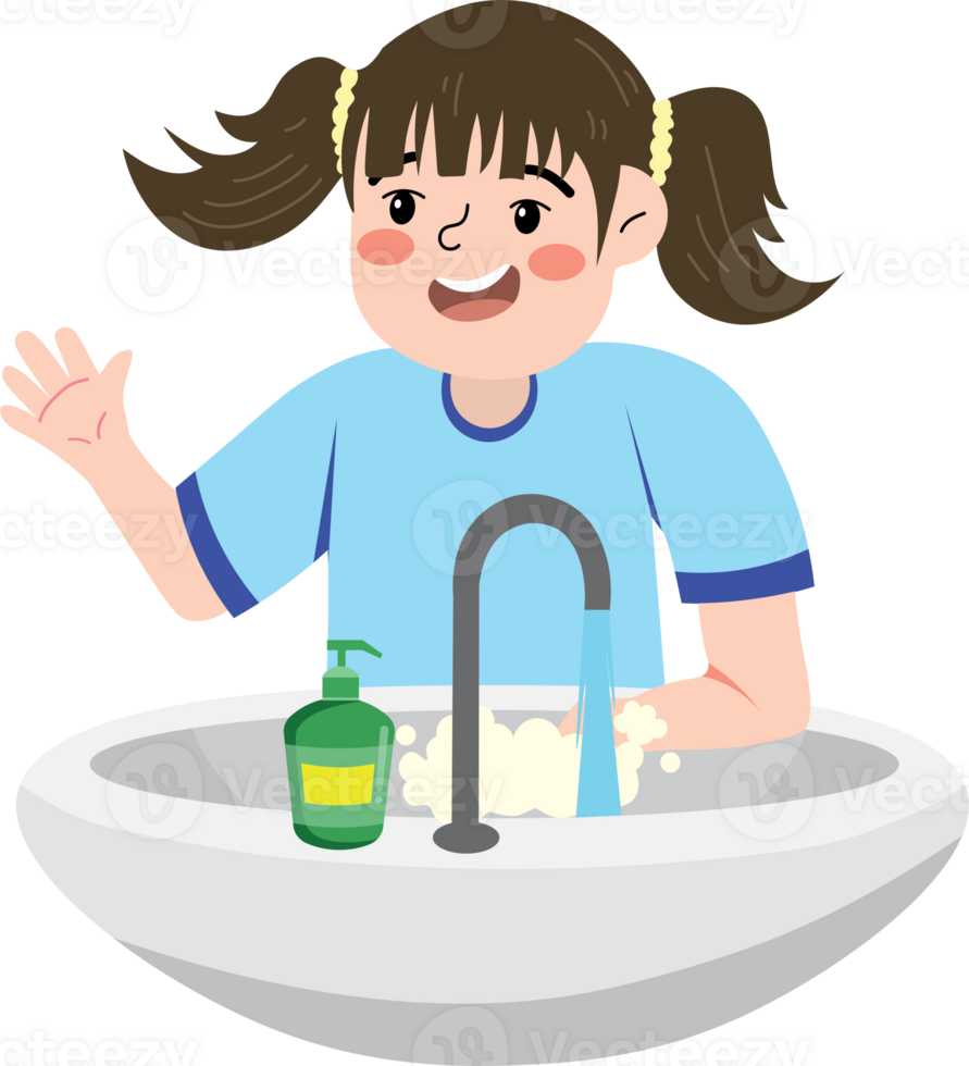 Child Practicing Good Hygiene by Handwashing png