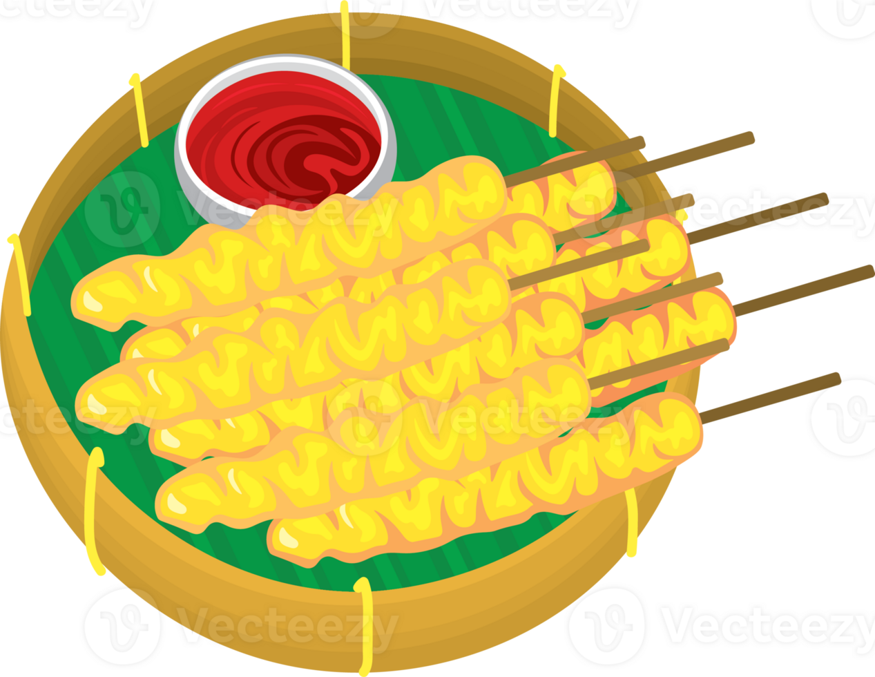 Indonesian Rolled Egg Skewer Street Snack png