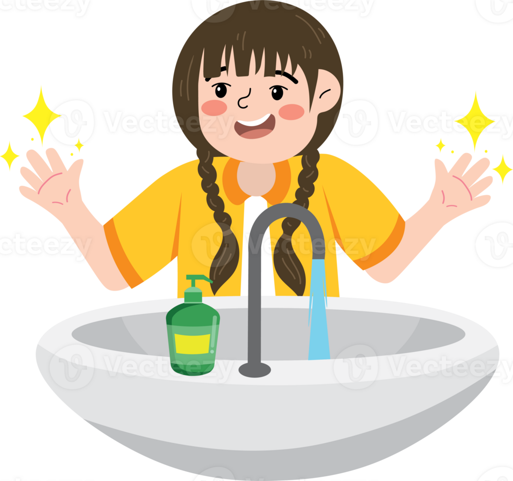 Child Learning to Wash Hands Properly png