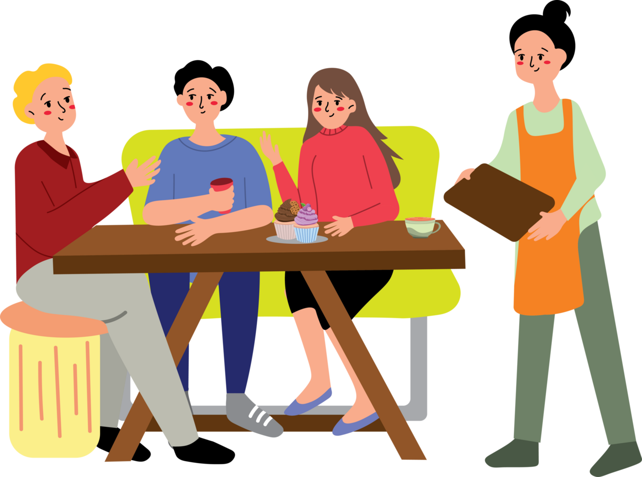 Friends Hanging Out and Socializing at a Cozy Cafe png
