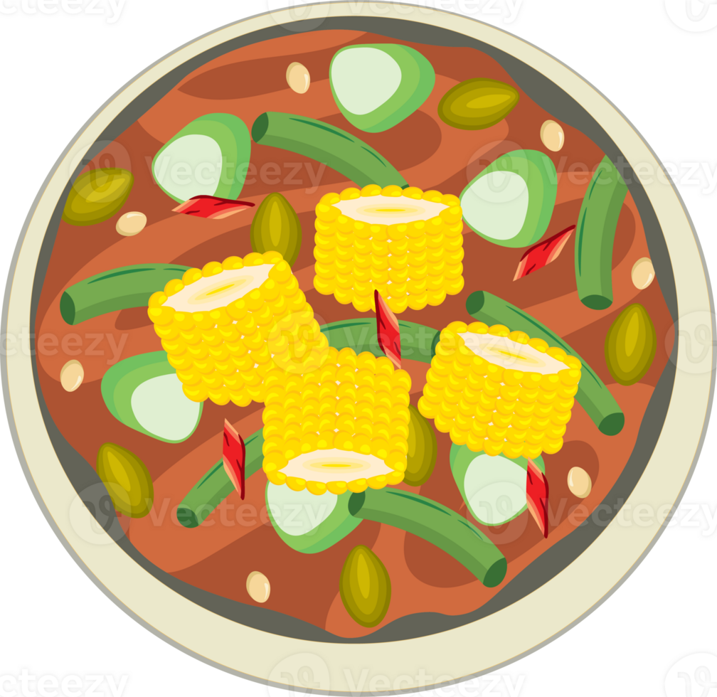 Traditional Sour Vegetable Soup with Tamarind and Corn png