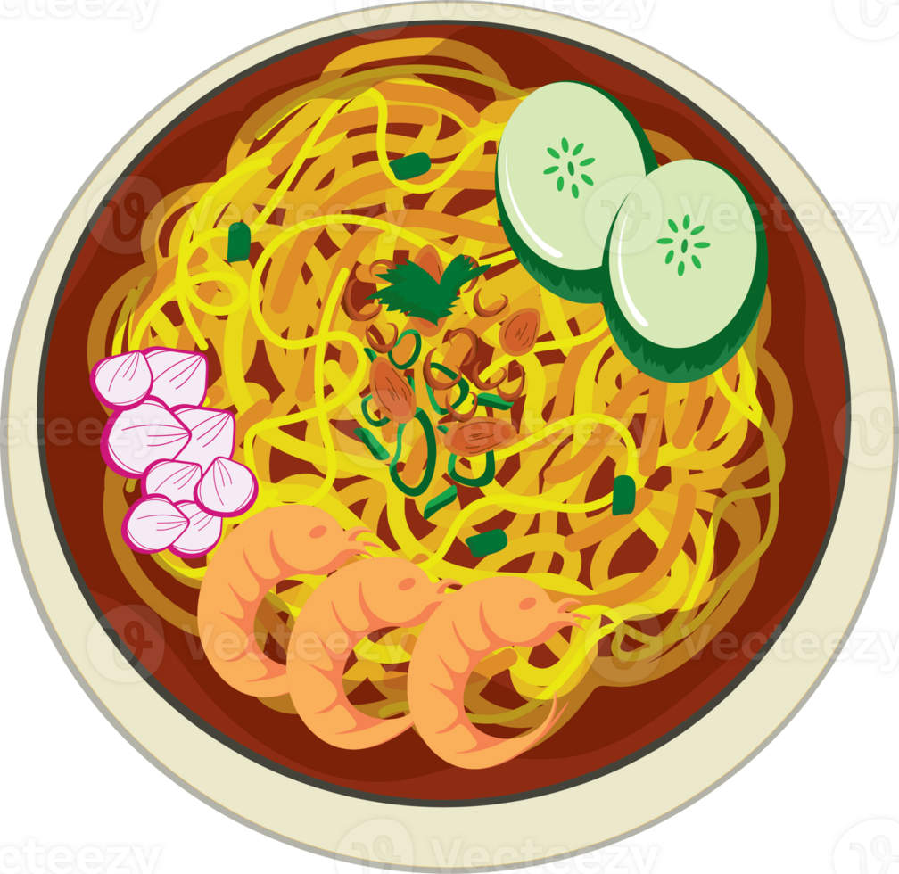 Traditional Spicy Aceh Noodles with Beef and Vegetables png