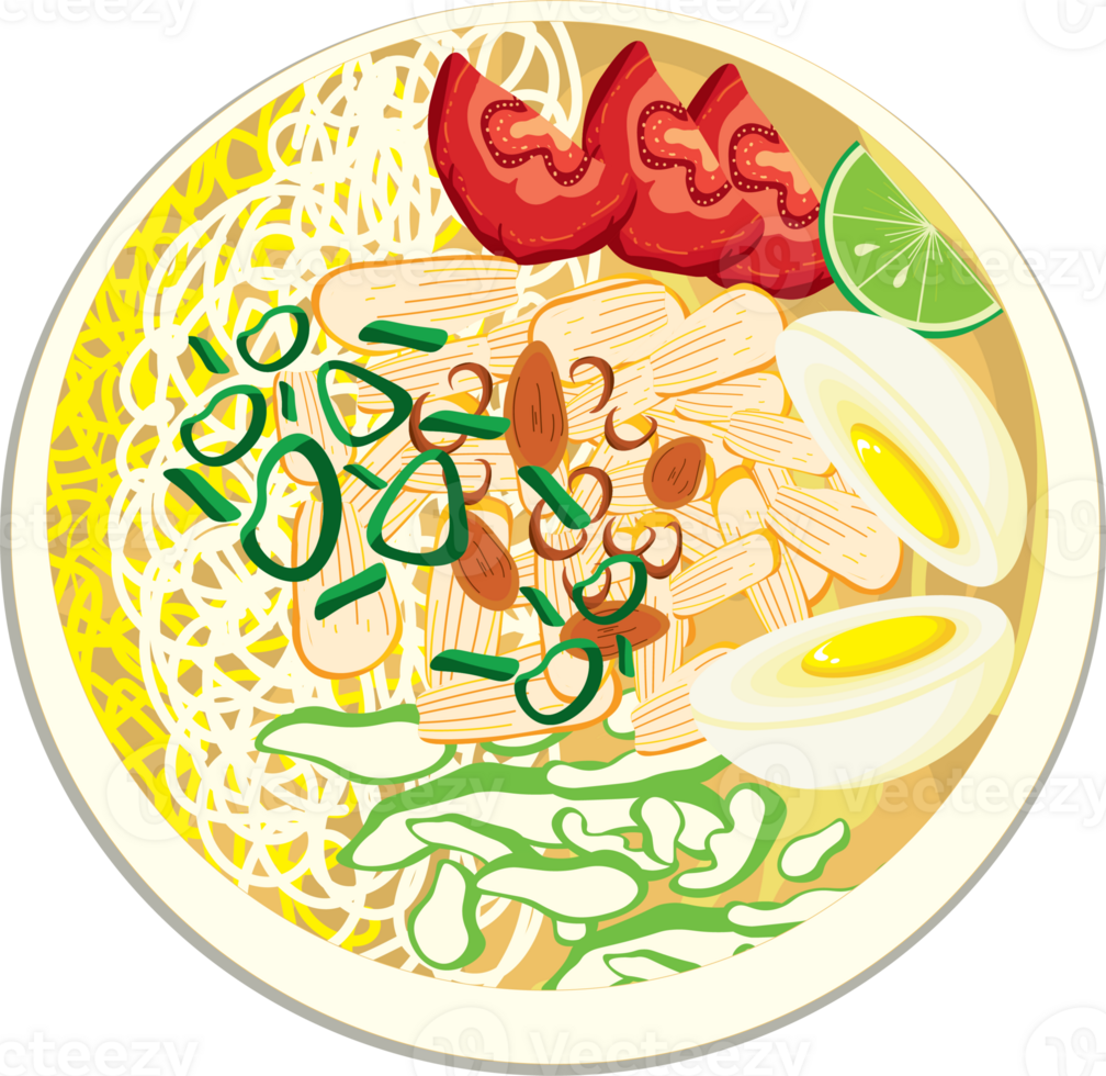 Traditional Chicken Soto Soup with Rice and Herbs png