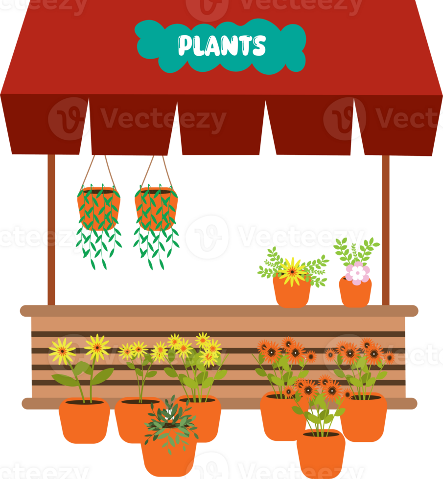 Retail Plant Shop with Various Indoor and Outdoor Plants Displayed png