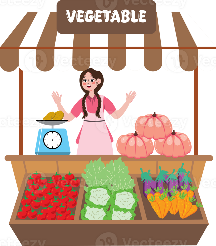 Grocery Stall Full of Colorful and Fresh Vegetables for Sale png