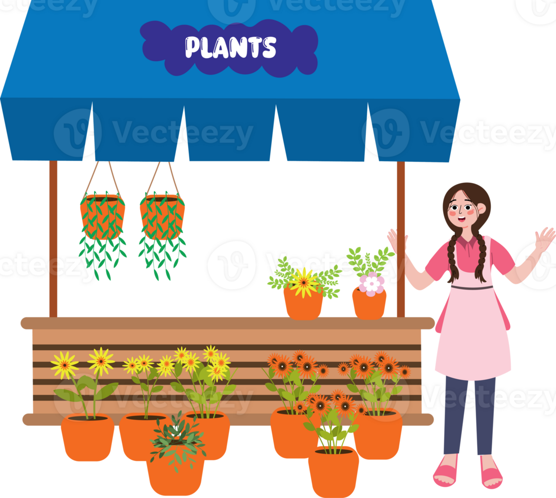 Plant Store with Lush Greenery and Decorative Pots for Sale png