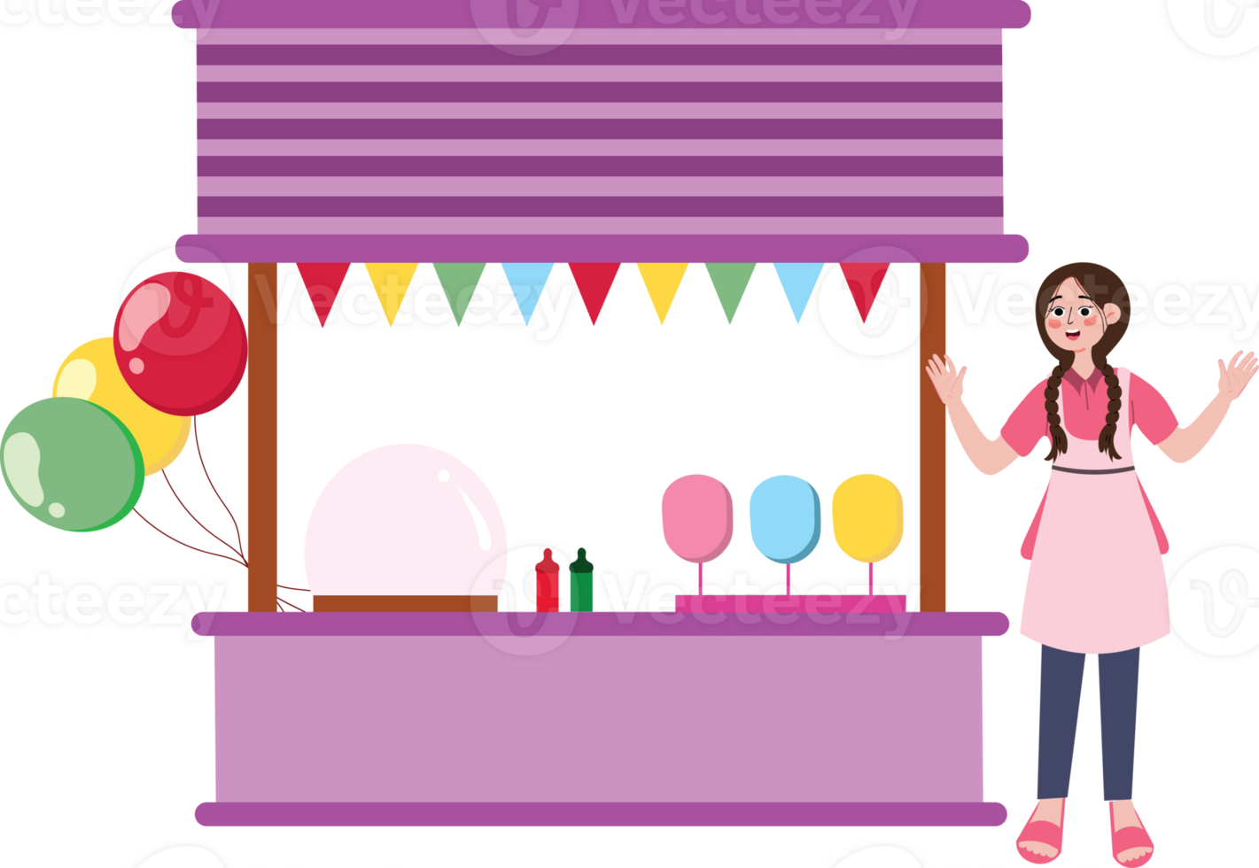 Retail Stand Selling Assorted Candies and Party Decorations png