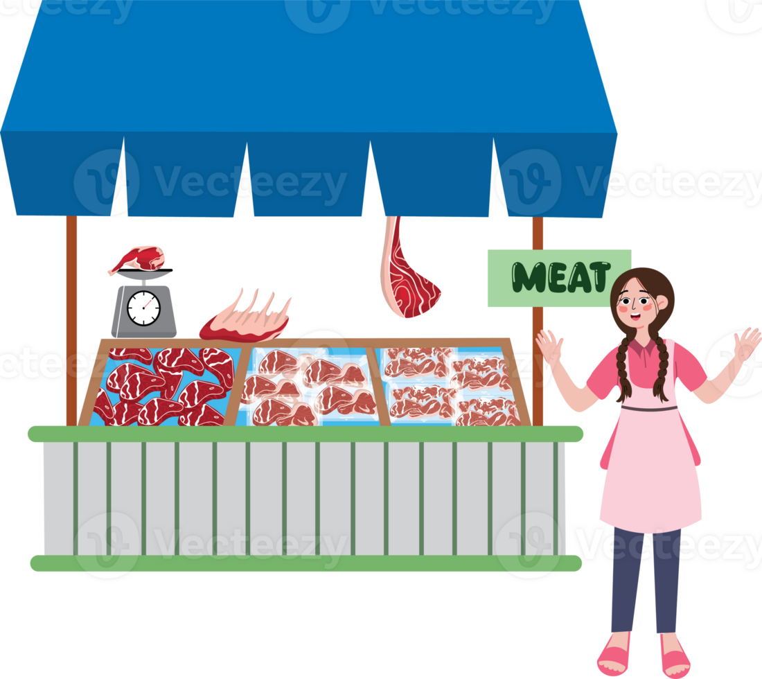 Raw Beef Meat Displayed on Store Rack in Traditional Meat Market png