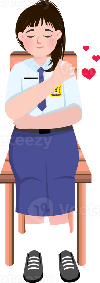 Junior High School Girl Practicing Self Love with Confident Smile png