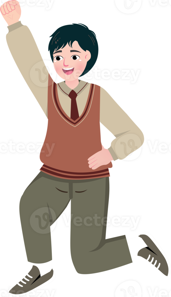 Korean High Schooler Posing on Campus png