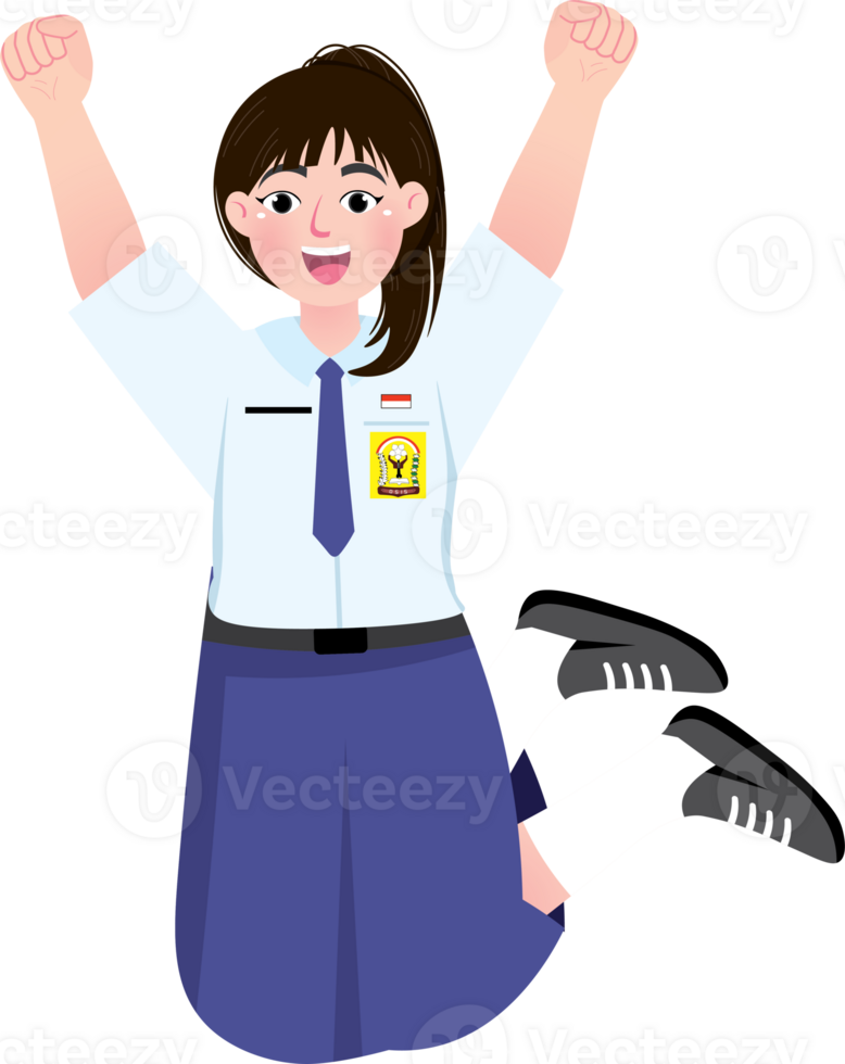Cheerful Teenage Student in Uniform with Motivated Spirit png