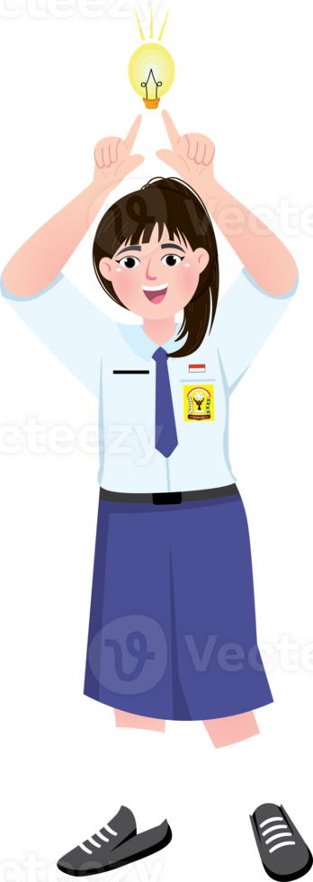Junior High School Girl with Bright Idea and Inspired Expression png