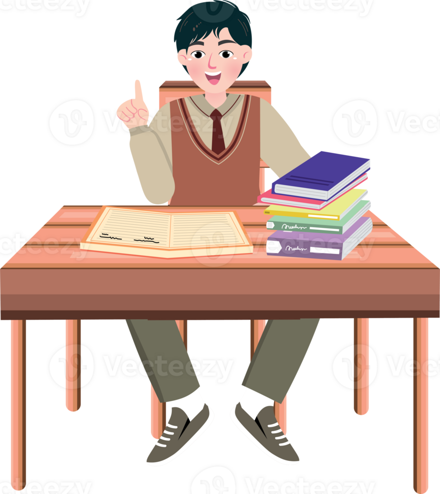 Korean High School Student Leaning on Wall png