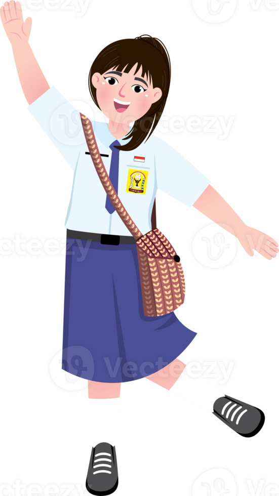 Smiling Teenage Girl in School Uniform Looking at Camera png