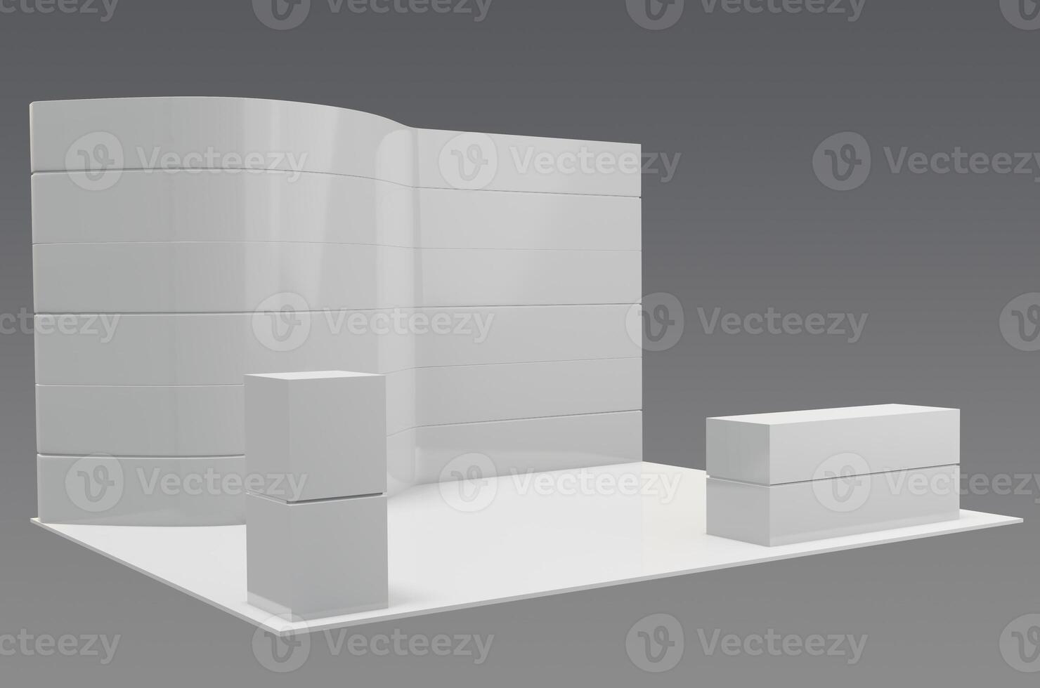 White creative exhibition stand design booth template 3d illustration photo