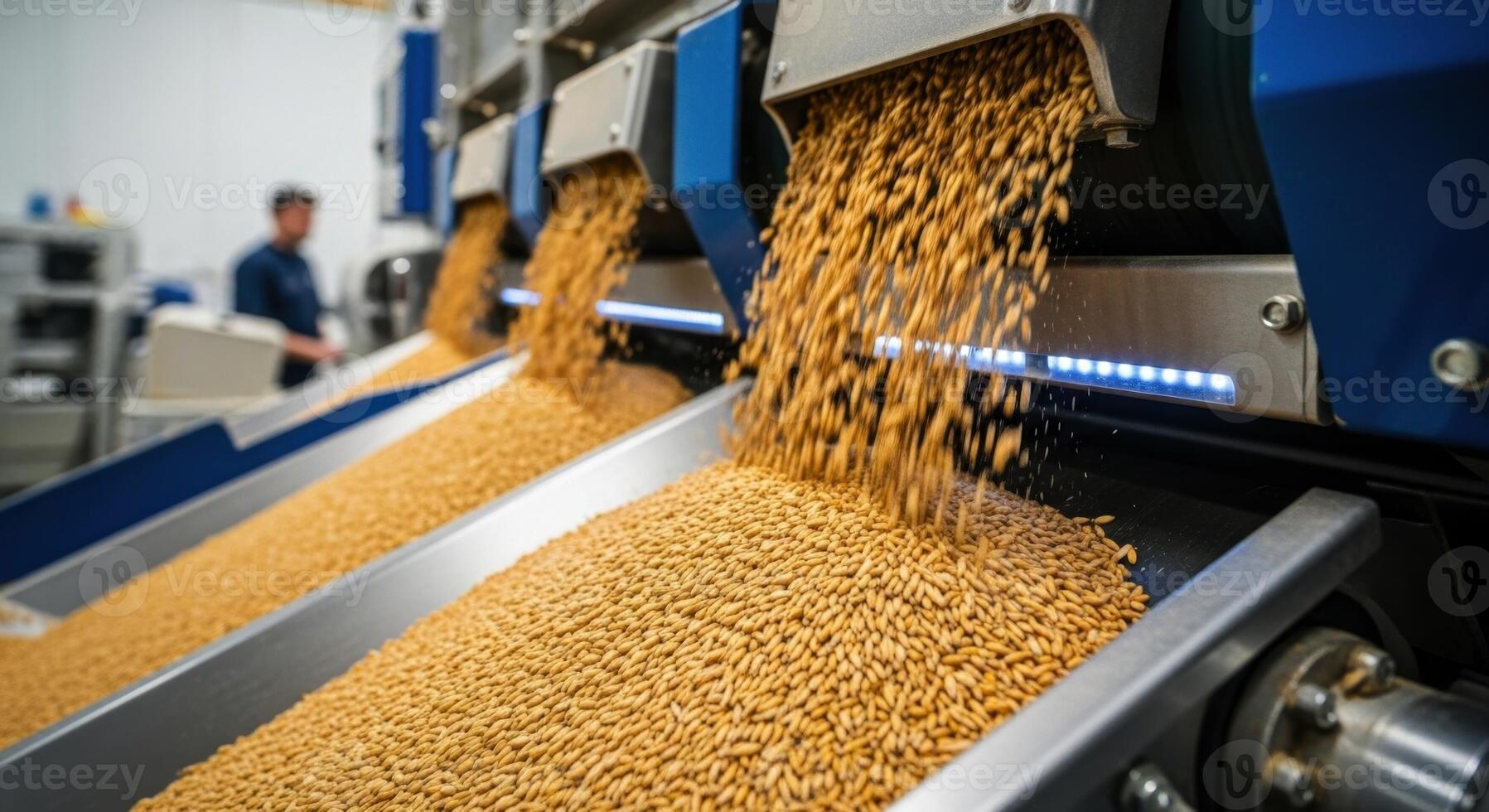 Automated grain sorting machine in a modern food processing plant photo