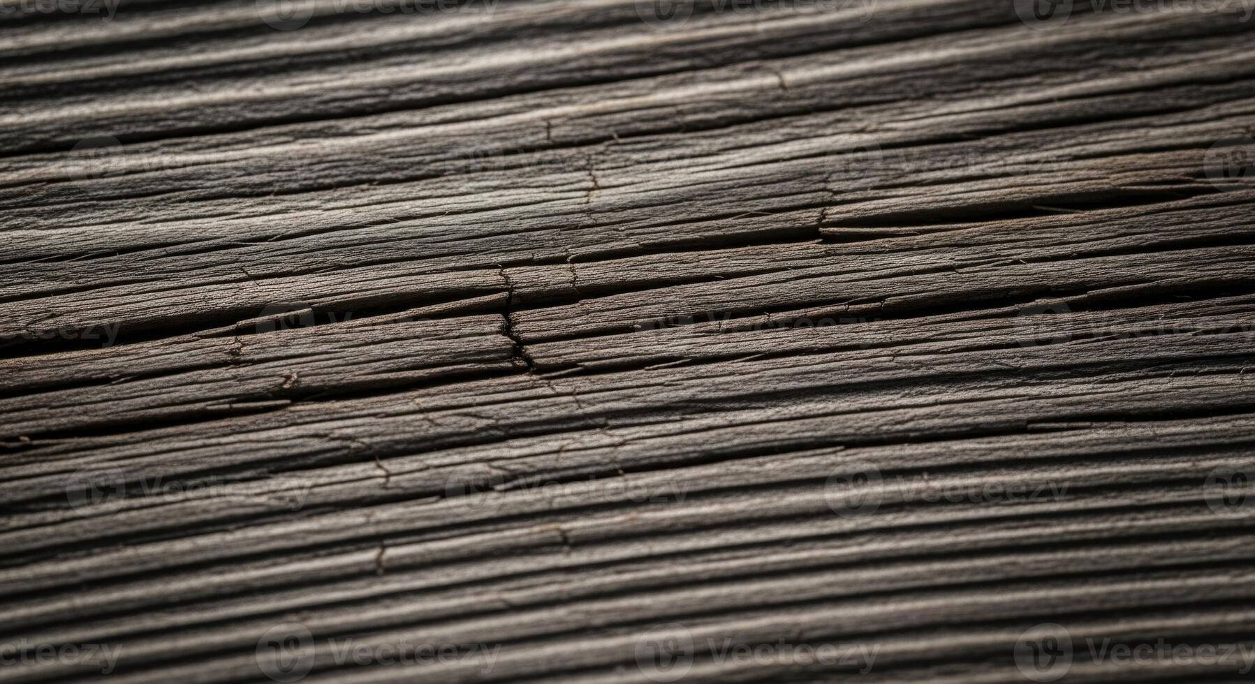 close up of rustic weathered wooden surface with deep cracks and rough texture photo