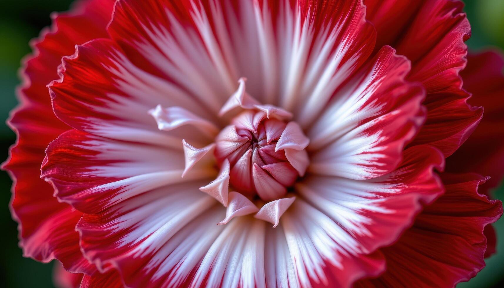 close up view of a crimson carnation in full bloom showing ruffled textures and petal depth. photo