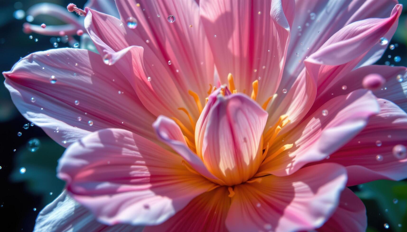 close up view of a bloom captured underwater with soft ripples and refracted light. photo