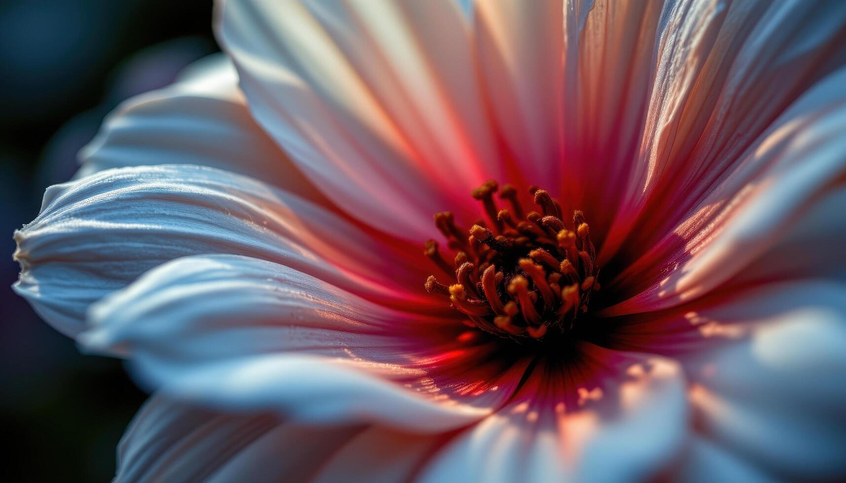 close up view of a moonlit flower glowing softly in a pale silvery hue. photo