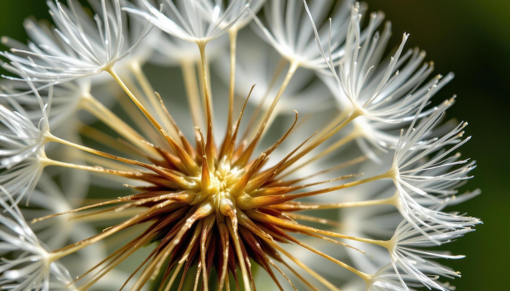 close up view of a dandelion in full seed, each filament catching soft wind currents. photo