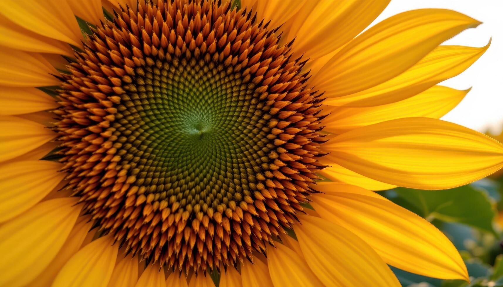 close up view of a golden sunflower with petals radiating outward, glowing in late afternoon light. photo