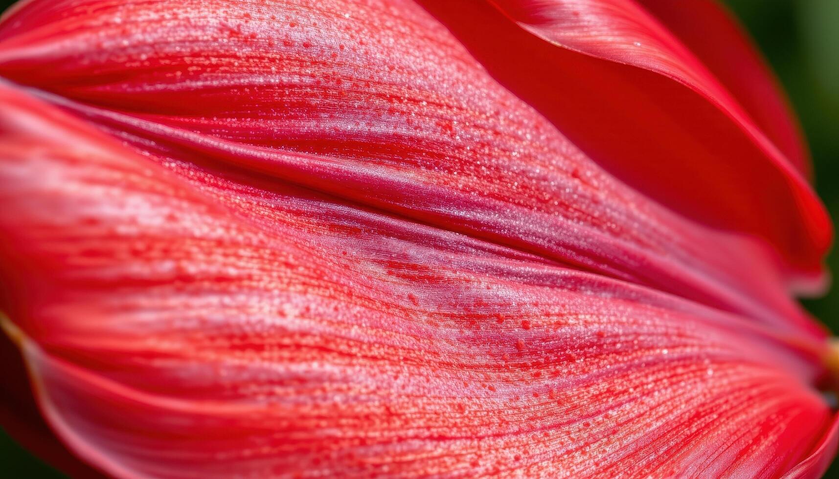 close up view of a bright red tulip petal with sharp details of veins and smooth texture. photo