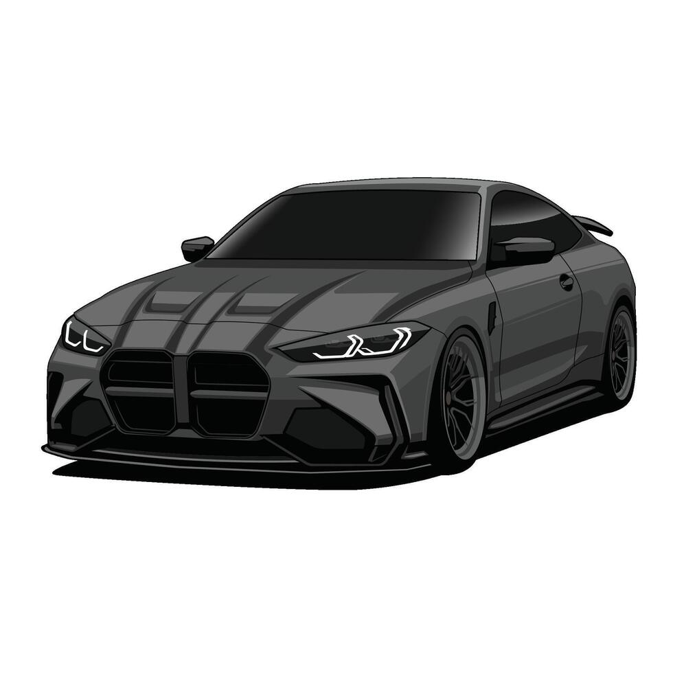 Black BMW M4 Front View art vector