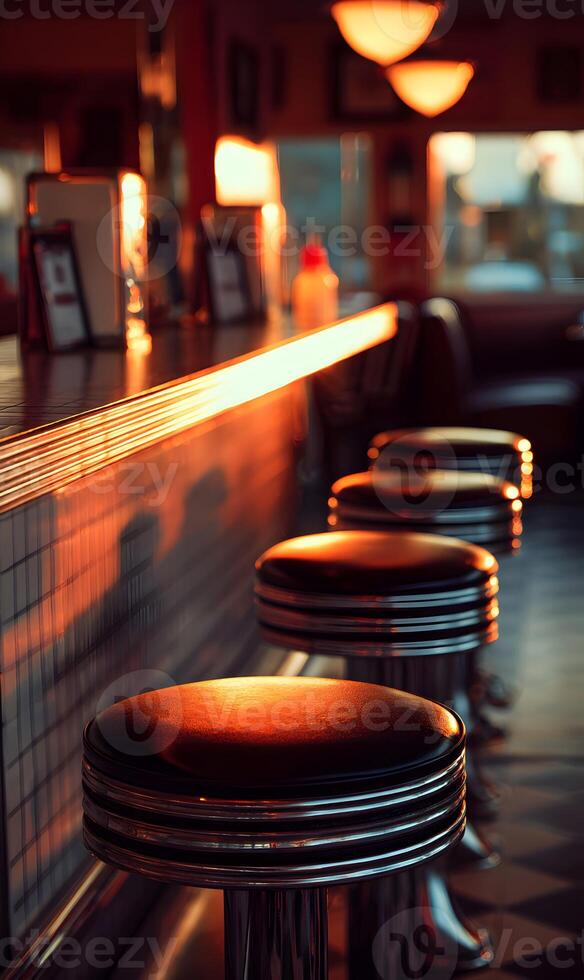 Sunlit Seats at the Diner A Vintage Vibe Invites You in for Comfort Food and Nostalgia photo