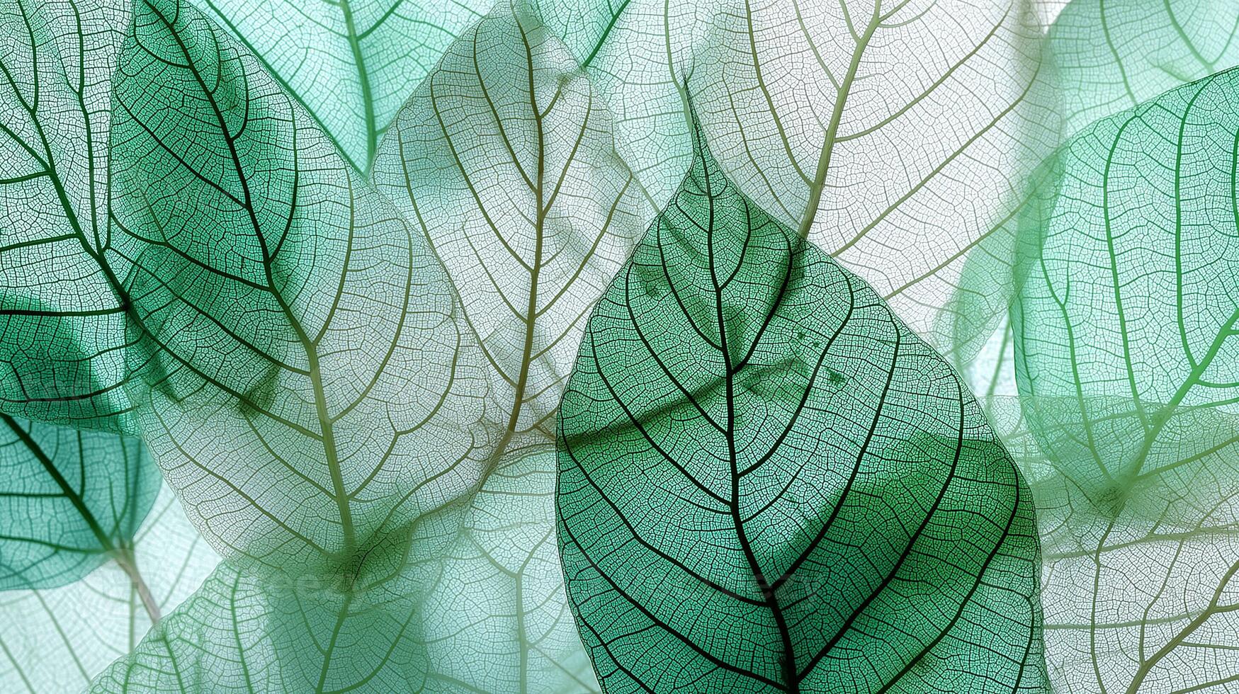 Teal Veined Skeleton Leaves - Abstract Nature Pattern photo